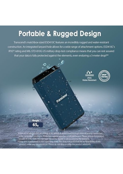 TS2TESD410C 2tb, Usb/type-C 20GBPS, Okuma/yazma Hızı 2000 Mb/s Taşınabilir Harici SSD fiyatları