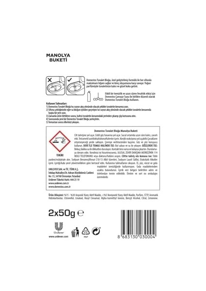 Domestos Wc Blok 5&apos;li Güç Tuvalet Bloğu Manolya Ferahlığı Maksimum Hijyen 100 G