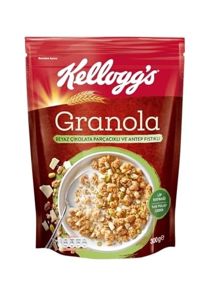 Kellogg&apos;s Granola Beyaz Çikolatali & Antep Fıstikli 300 Gr,%46 Yulaf Içerir,lif Kaynağı,antioksidan Içerir,kahvaltılık Gevrek,müsli fiyatları