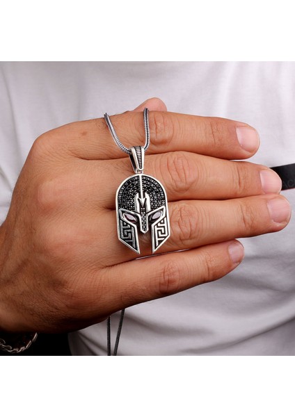 925 Ayar Gümüş Miğfer Motifli Mikro Taşlı Kolye fiyatları