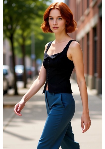 Kadın Pamuklu Dokuma Bluz Şık Kare Yaka ve Rahat Kalıp Detayları Kaliteli Şık Rahat Modern fırsatları