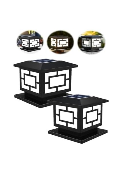 2 Adet Solar Güneş Enerjili 10W Set Üstü Bahçe Aydınlatması, Su Geçirmez, 3200K-6500K, Sütun Üzer Küp, 2 Modlu (Beyaz-Gün Işığı),, Çit, Bahçe Duvar, 165×110 mm fiyatları
