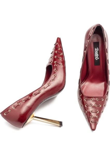 Kadın Yüksek Topuklu Deri Örgülü Özel Troklu Abiye Ayakkabı 320 fırsatları