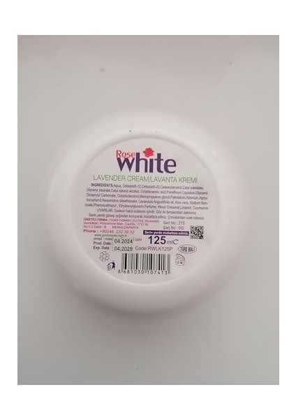 Rose White Aleo Vera,allantoin ve E Vitaminli Lavanta Kremi 125ML modelleri