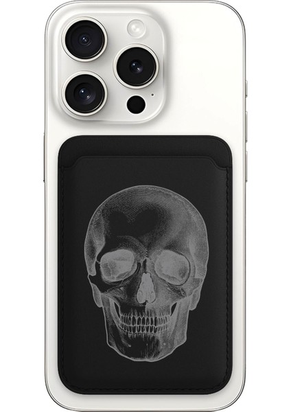 iPhone 11 12 13 14 15 16 17 Pro Max Plus Air Magsafe Mıknatıslı Siyah Kartlık Kafatası