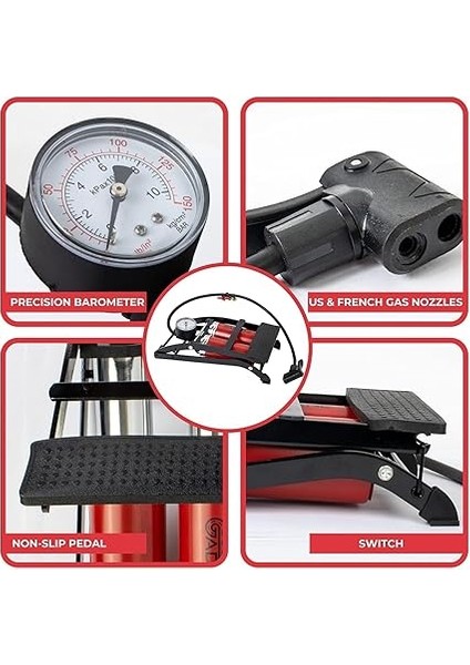 Çift Silindir Ayak Lastik Pompası - Araba Bisiklet Motosiklet Top Şişme Yatak modelleri