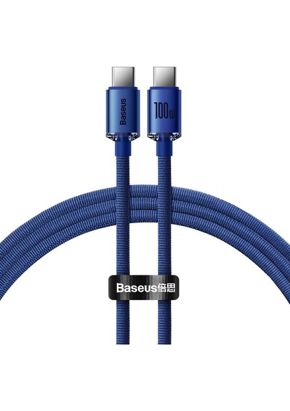 Crystal 100W 120 cm Pd Type-C Şarj Kablosu Mavi