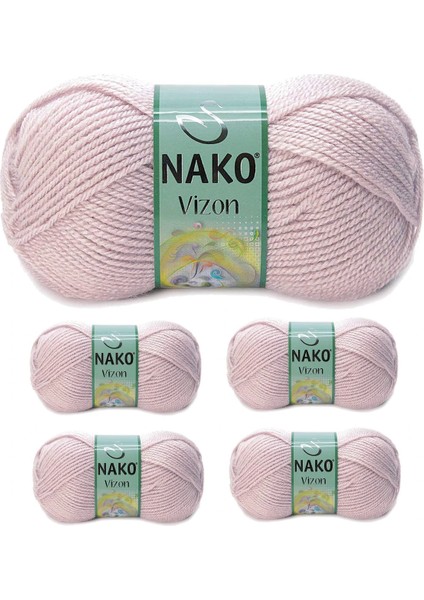 Litaetrend 5 Adet Vizon Premium Akrilik El Örgü Ipi Yünü Renk NO:318 Gül Goncası