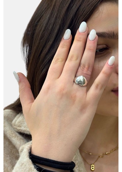 Cilalı Kalp Modern Tasarım Gümüş Kadın Yüzük fiyatları