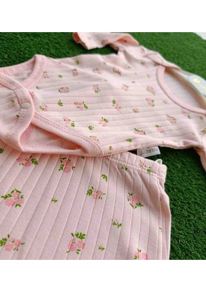 %100 Pamuklu Yumuşacık Kız Bebek Pembe Çiçekli Zıbın Takımı fiyatları