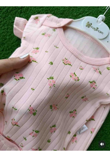%100 Pamuklu Yumuşacık Kız Bebek Pembe Çiçekli Zıbın Takımı modelleri