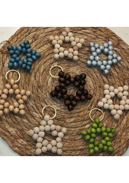 Tahta Boncuk Yıldız Anahtarlık Düğün Nişan Kına Hediyelik Sünnet Günü Bride To Be Özel Günle (7 Adet)