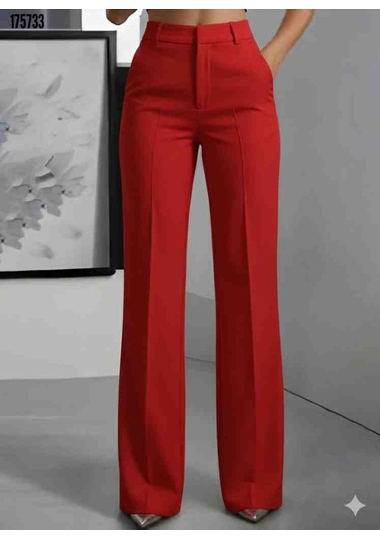 Kadın Yüksek Bel Cepli Ithal Krep Pantolon