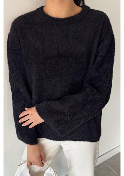 Kadın Bisiklet Yaka Kol Işlemeli Triko Kazak (S-M-L-Xl Beden Uyumludur.) P-00018913