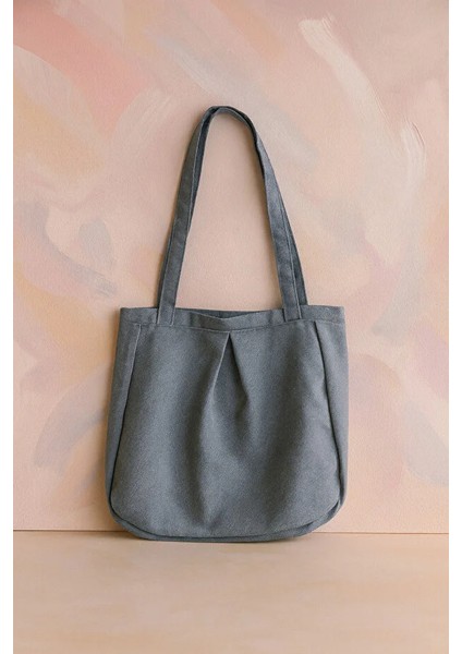 Koyu Gri Çok Amaçlı Premium Oversize Düz Orta Boy Kanvas Kadın El ve Omuz Çantası fırsatları
