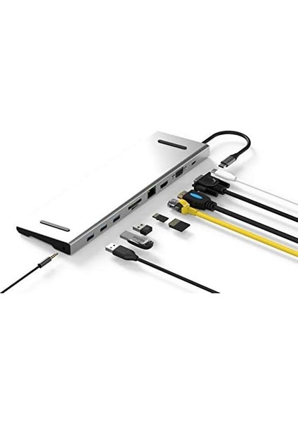 CDG-CNV80 Type-C To 10IN1 Macbook Notebook Port Çoklayıcı (3xusb 3.0+Hdmı+Usb 3.1 Type-C + RJ45 + Sd/tf) modelleri