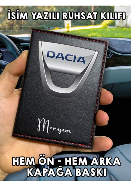 Dacia Ön Arka Baskılı Oto Araç Ruhsat Kabı Kartlık Deri Isim Yazılı Kişiye Özel Cüzdan