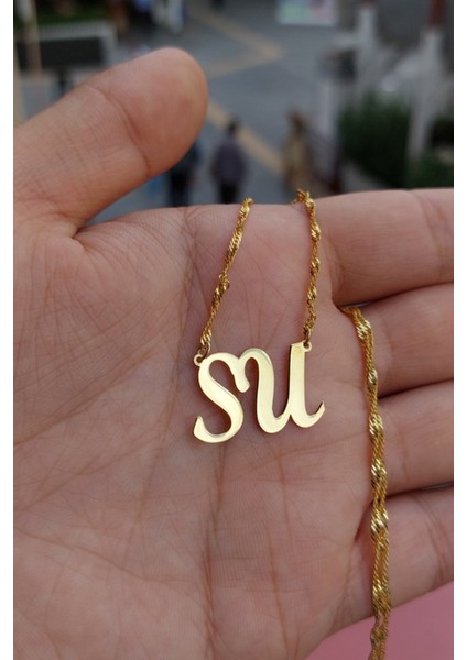 925 Ayar Gümüş 24 Ayar Altın Kaplama Harfli Kolye