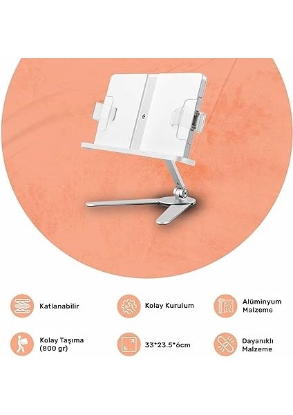 STD007 Okuma Açısı Ayarlı Koruma Kıskkaçlı Alüminyum&abs Kitap/tablet/dergi Standı Modern Rahle fiyatları
