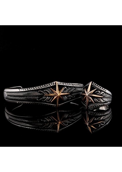 Pusula Model Yüzük Bileklik Kombini 925 Ayar Gümüş modelleri