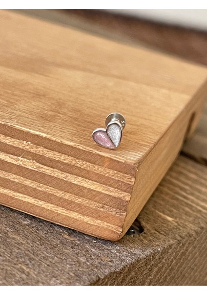 925 Ayar Gümüş Hareli Kalp Dudak Helix Tragus Kıkırdak Piercingi Gümüş Piercing