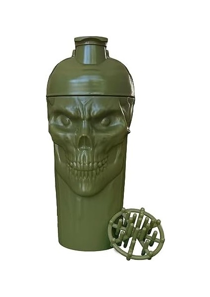Jnx Sports Lanet! Kafatası Çalkalayıcı Şişesi, 24 Oz, Askeri Yeşil Sınırlı Üretim, Klasik Döngü Üstü Ek Mikser…