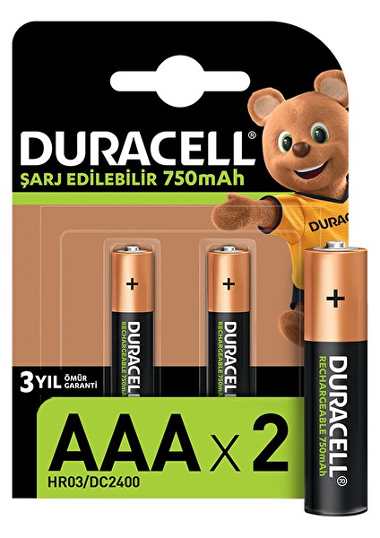 4 Adet Duracell Şarj Edilebilir 750MAH 2'li Ince Pil