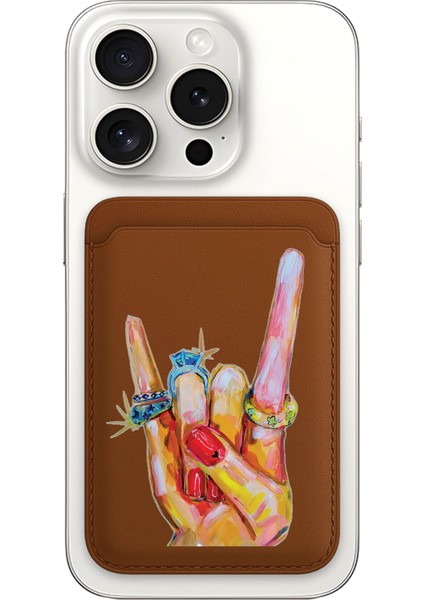 iPhone 11 12 13 14 15 16 17 Pro Max Plus Air Magsafe Mıknatıslı Kahve/taba Kartlık Wamp Kız