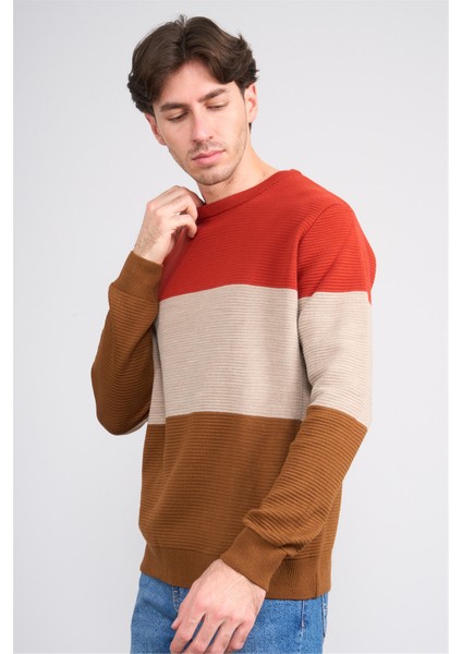 Çetinkaya Mentality 5258 Erkek Bisiklet Yaka Bloklu 1/18 Akrilik Triko Kiremit fiyatları