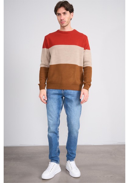 Çetinkaya Mentality 5258 Erkek Bisiklet Yaka Bloklu 1/18 Akrilik Triko Kiremit fırsatları