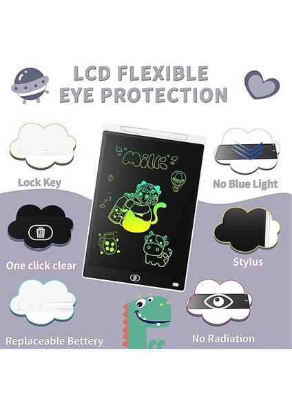 Adet] Renkli Yazı 10 Inç LCD Grafik Tablet Silinebilir Çizim Panosu, Çocuk Hediyesi, Oyun Grafik Tablet 2 3 4 5 6 7 Yaş Için (Siyah&beyaz) fiyatları