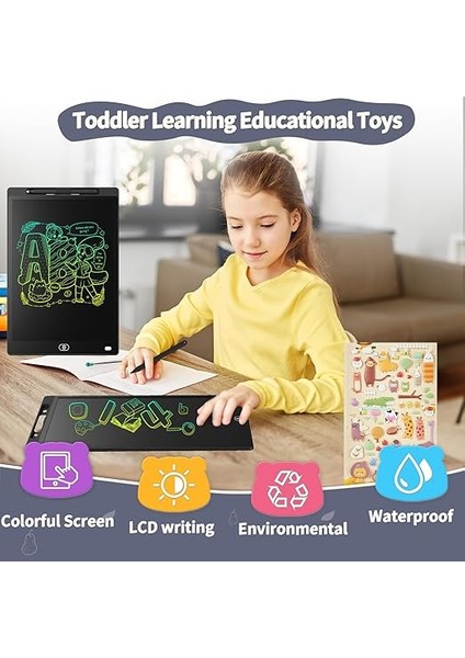 Adet] Renkli Yazı 10 Inç LCD Grafik Tablet Silinebilir Çizim Panosu, Çocuk Hediyesi, Oyun Grafik Tablet 2 3 4 5 6 7 Yaş Için (Siyah&beyaz) modelleri