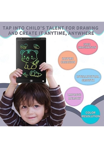 Adet] Renkli Yazı 10 Inç LCD Grafik Tablet Silinebilir Çizim Panosu, Çocuk Hediyesi, Oyun Grafik Tablet 2 3 4 5 6 7 Yaş Için (Siyah&beyaz) indirimleri