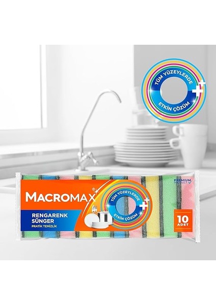 Rengarenk Bulaşık Süngeri 10'lu Mega Ekonomik Paket, Çok Amaçlı Yüzey Süngeri modelleri