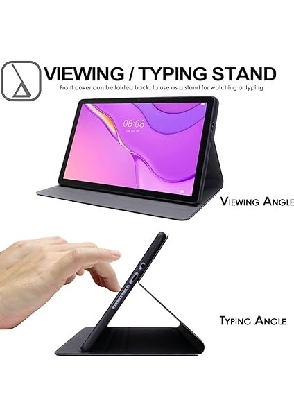 Huawei Matepad T10 9,7 Inç / T10S 10,1 Inç Premium Pu Deri Ince Kılıf Üç Katlı Stand Kapağı Yumuşak Tpu Tutucu ve Köşe Korumalı, Yumuşak Tpu Tutucu - Siyah indirimleri