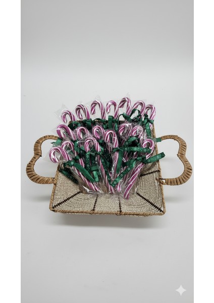 Yılbaşı Baston Şeker 10 Adet Mor Beyaz Böğürtlen Aromalı Hediyelik