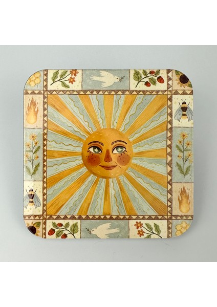 Bohem Retro Güneş Sanatsal 6’lı Bardak Altlığı Seti