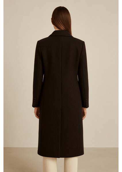 Acı-Kahve Asimetrik Kapama Düğme ve Cep Detaylı Uzun Kaban modelleri