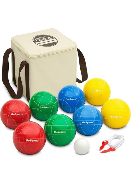 90 mm Backyard Boccia Seti, 8 Küre, Pallino, Çanta ve Ölçüm Ipi - Birinci Sınıf Reçine