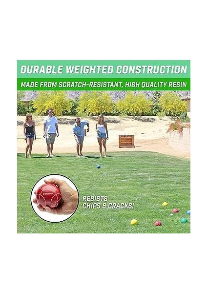 90 mm Backyard Boccia Seti, 8 Küre, Pallino, Çanta ve Ölçüm Ipi - Birinci Sınıf Reçine modelleri