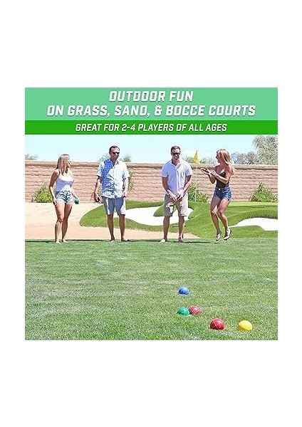 90 mm Backyard Boccia Seti, 8 Küre, Pallino, Çanta ve Ölçüm Ipi - Birinci Sınıf Reçine fırsatları