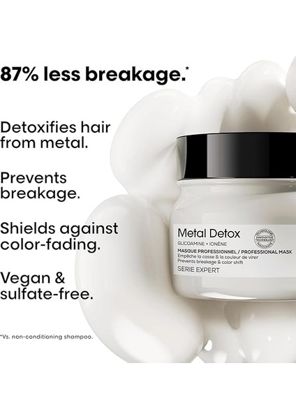 Professionnel Paris Serie Expert Metal Detox Renkli ve Açıcı ile Işlem Görmüş Saçlar Için Metal Karşıtı Saç Bakım Maskesi 250ML modelleri