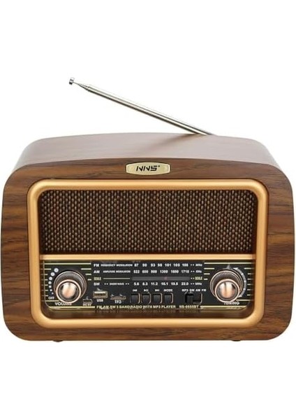 Retro Radyo Taşınabilir Bluetooth Speaker ve Hoparlör Klasik Antika Tarzı Iç ve Dış Mekan Multiband USB Girişli Dekoratif Klasik Radyo 18CM x 28CM 6655 Açık Kahverengi modelleri