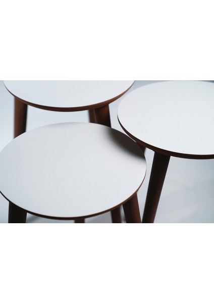 Idek Home 3'lü Zigon Sehpa %100 Mdf Beyaz Madrid Model Sehpa