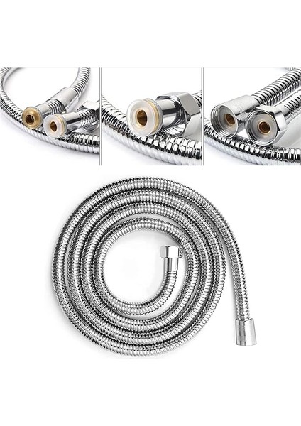 Home Spiralli Örgülü Duş Hortumu,banyo Duş Hortumu (1,5 Metre) (Krom)