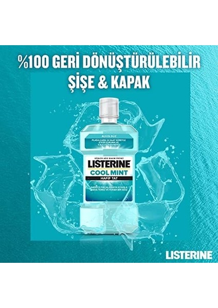 Listerine, Cool Mint, Günlük Ağız Bakım Ürünü, Hafif Tat, Sıfır Alkol, Nane Aromalı, 250ML