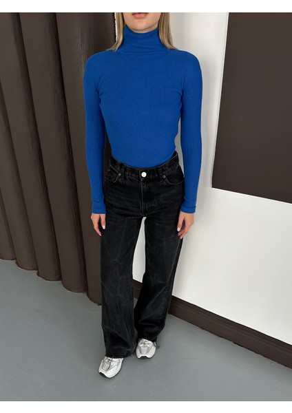 Unisex Pamuklu Balıkçı Yaka Boğazlı Kazak