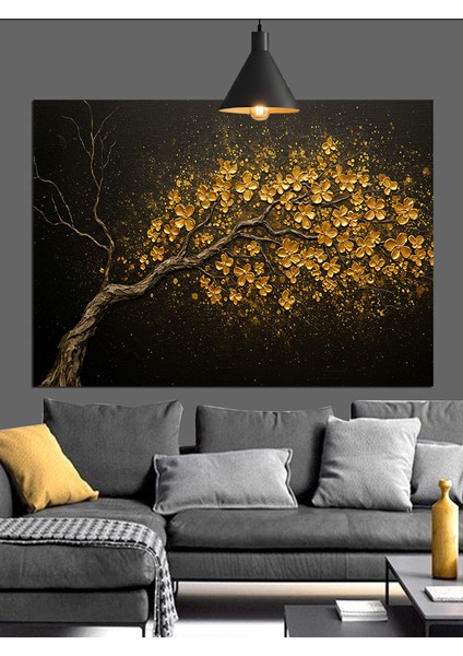 Sonbahar Ağacı Altın Renkler Dekoratif Kanvas - Mdf Ahşap Tablo modelleri