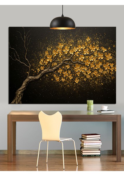 Sonbahar Ağacı Altın Renkler Dekoratif Kanvas - Mdf Ahşap Tablo indirimleri