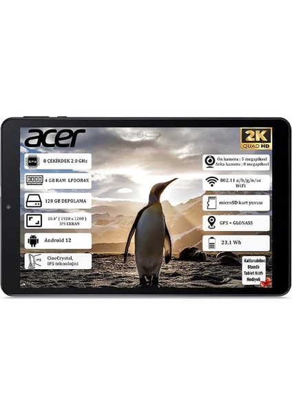 Iconia Tab P10 4 GB Ram 128 GB 10.4" 2k (2000 x 1200) IPS Yeni Nesil Android Tablet NT.LFSEY.001